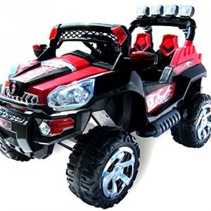 Actionbikes Motors Elektro Kinderauto Jeep 801 mit 2 x 25 Watt Motor Elektro Kinderauto Kinderfahrzeug in Mehreren Farben (schwarz/rot)