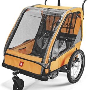 Allen Sports Unisex-Adult ES2-O Fahrradanhänger für 2 Kinder, Multifunktion zum Radfahren und Spazieren, Orange, 2-Child