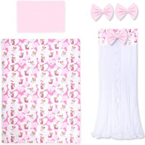 Amilian® Baby Bettwäsche 6tlg Set Kinderbettwäsche 100x135cm Himmel Betthimmel Kinder Bettwäsche Babybettwäsche Baumwolle Bär mit Herzen...