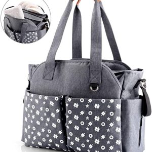 Baby Wickeltasche, Reise Wickeltasche Bote Messenger mit Kinderwagenriemen, 12 Taschen Großer Stauraum für alle Babyzubehörteile (grau)