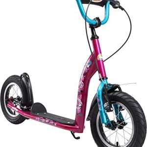 BIKESTAR Roller Kinderroller Tretroller Kickscooter mit Luftreifen für Mädchen ab 6 - 7 Jahre | 12 Zoll Sport Kinder Scooter | Berry & Türkis |...