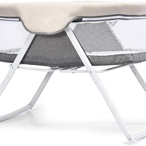 DREAMADE Stubenwagen, Babywiege, Baby Wippe, Babybett klappbar, Babyschaukel Kinderbett, Schaukelwiege Baby Reisebett (Grau)