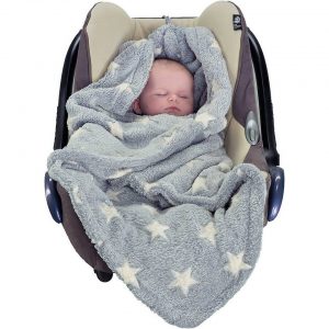 Einschlagdecke »Einschlagdecke, Fleece, Sterne, grau/türkis, 80 x«, Hoppediz