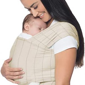 Ergobaby Babytragetuch für Neugeborene ab Geburt bis 11kg, Aura Wrap Black Baby Tragetuch Elastisch, Sling Wickeltuch Sweet Vine