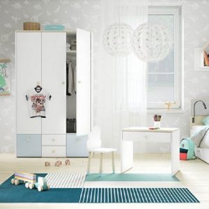Feldmann-Wohnen Jugendzimmer-Set »ELMO«, (Set, 1 Kleiderschrank + 1 Bett + 1 Kinderschreibtisch + 1 Kommode + 2 Wandregale), – Farbabsetzung wählbar