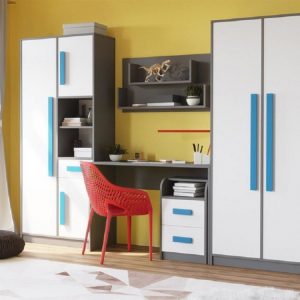 Feldmann-Wohnen Jugendzimmer-Set »GIT«, (Set, 6-St., 1 Kommode + 1 Standregal + 1 Wandregal + 1 Schreibtisch + 1 Container + 1 Kleiderschrank),...