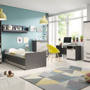 Feldmann-Wohnen Jugendzimmer-Set »TREND«, (Set, 1 Eckschrank + 1 Stauraumschrank + 1 Regal + 1 Kommode + 1 Schreibtisch + 1 Bett + 1 Wandregal),...