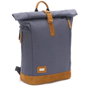 Fillikid Wickeltasche »Rolltop Canvas - Grau« (3-tlg), Baby Wickelrucksack aus Canvas mit Wickelunterlage, Kinderwagen Befestigung und vielen Fächern