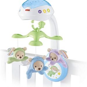 Fisher-Price CDN41 – 3-in-1 Traumbärchen Mobile Nachtlicht mit beruhigender Musik und White Noise mit Sternenlichtern Babyerstausstattung, ab 0…