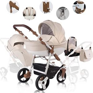 Friedrich Hugo Simpligo | 3 in 1 Kombi Kinderwagen | Farbe: Sand (Kunstleder)