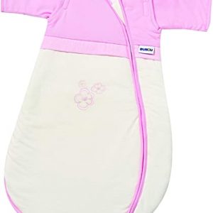 Gesslein 772143 Bubou Babyschlafsack mit abnehmbaren Ärmeln: Temperaturregulierender Ganzjahreschlafsack für Baby/Kinder Größe 90 cm, beige/rosa, rosa
