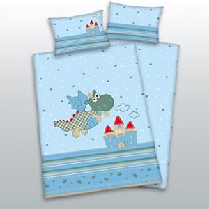 Herding Baby Best Kleinkinder-Bettwäsche-Set, Jana Drache Wendemotiv, Bettbezug 100 x 135 cm, Kopfkissenbezug 40 x 60 cm, Baumwolle/Renforcé