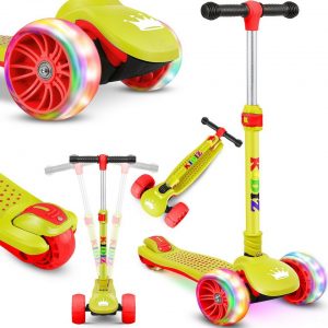 KIDIZ Cityroller, Dreiradscooter mit PU LED Leuchtenden Räder Kinderroller faltbar Tret-Roller höhenverstellbarer Cityroller Kinderscooter für...