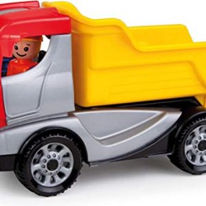 Lena 01620 - Truckies Kipper, stabiles Baustellen Fahrzeug ca. 22 cm, kleines Spielfahrzeug LKW Muldenkipper für Kinder ab 2 Jahre, robuster...