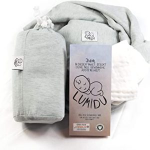 Lumidu Babytragetuch ab Geburt, Öko-Tex 100 / GOTS zertifiziert, elastisch anschmiegsam, inkl. Gratis Spucktuch in 4 modernen Farben (hellgrau)