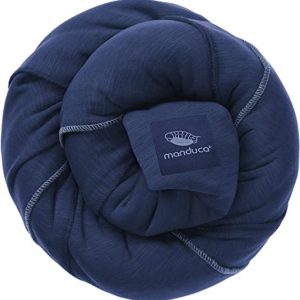 manduca Sling > Navy < Elastisches Babytragetuch mit GOTS Zertifikat 100% Bio-Baumwolle 3 Binde-Anleitungen (Bauchtrage, Wickelkreuztrage,...