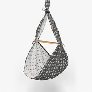 PAULI & CO® Premium Federwiege Babywiege Anker, Manufaktur-Qualität aus Deutschland, 100% beste Jacquard-Baumwolle, Matratze aus Schurwolle, Ökotex...