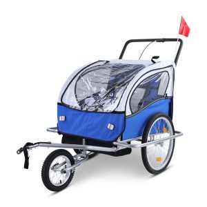 RAMROXX Fahrradkinderanhänger »Kinder Fahrradanhänger Anhänger Kinderanhänger Jogger 2in1 Dunkelblau Grau«