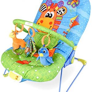 RELAX4LIFE Babywippe Musik mit Vibrationsfunktion, Schaukelwippe mit verstellbarer Rückenlehne, 3 niedliche Spielzeuge, Babyschaukel mit...