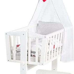 roba Babywiege ‚Adam & Eule‘ (40x90cm), weiß, mit Feststellfunktion, inkl. Ausstattung