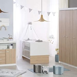 roba Komplett-Kinderzimmer 'Gabriella', Babyzimmer Set, inklusive Kombi Kinderbett 70 x 140 cm, breite Wickelkommode & 3-türigem Kleiderschrank,...