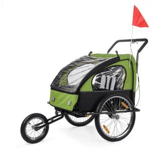 SAMAX Fahrradkinderanhänger »Fahrradanhänger 2in1 Jogger – in Grün/Schwarz – Black Frame«