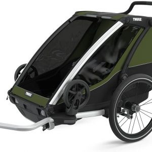 Thule, Chariot Cab 2 Trailer Kinderwagen Aluminium Unisex Adult, Aluminium/Cypress Grün