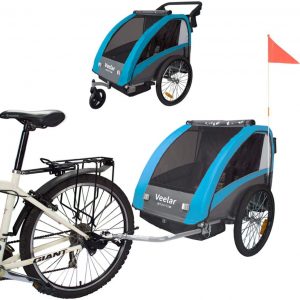Tiggo Kinderfahrradanhänger Fahrradanhänger Jogger 2in1 Anhänger Kinderanhänger 60302-03 BLAU