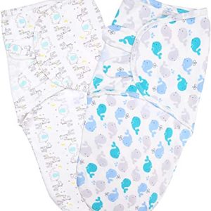 YOOFOSS Pucksack Baby 3er Pack 100% Bio-Baumwolle Wickeldecke Neugeborene Pucktuch Universal Verstellbare Schlafsack Swaddle Decke für 3-4 Monate 