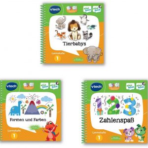 Vtech® Buch »MagiBook Lernstufe 1 - Tierbabys, Formen und Farben, Zahlenspaß«, 3-tl. Set