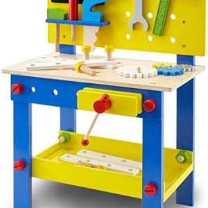 wuuhoo® Kinder-Werkbank Woody inkl. Werkzeug - Kinderwerkbank aus Holz, farbenfrohes Holzspielzeug, mobile Werkzeugbank mit Holzwerkzeug und...