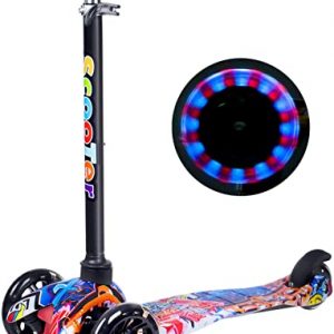 YUANJ Scooter Kinder Roller, Dreiradscooter für Mädchen und Jungen, Höhenverstellbarer und Abnehmbarer Kinderscooter, mit PU Räder/Graffiti Kinder…