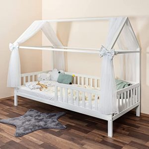 Alcube Hausbett 90x200 cm Premium mit Rausfallschutz, Lattenrost ohne Bettkasten | Stabiles Haus Bett für Mädchen & Jungen | Kinderbett 90 x 200 cm...
