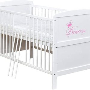 Baby Delux Babybett Kinderbett Juniorbett Princess 140x70 Weiß umbaubar mit Matratze