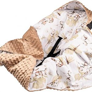 Baby Einschlagdecke Babydecke Minky 90 x 90 cm mit Kaputze, Universal für Babyschale, Autositz, Kinderwagen Buggys und Babybett, Minky Decke...