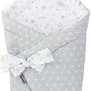 Bellochi 2in1 Baby Einschlagdecke Babyhörnchen - 100% Baumwolle Wickeldecke - 75 x 75 cm - für Kinderwagen, Babybett oder Kindersitz - Ganzjährig -...