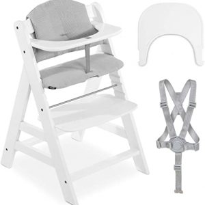 Hauck Kinder Hochstuhl Alpha Plus mit Tablett Click Tray und Sitzpolster - Mitwachsender Babystuhl aus Holz, Kinderhochstuhl ab 6 Monate,...