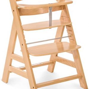 Hauck Kinder Hochstuhl Alpha Plus - Mitwachsender Babystuhl aus Holz, Kinderhochstuhl ab 6 Monate, verstellbar, mit Schrittgurt und 5-Punkt-Gurt -...
