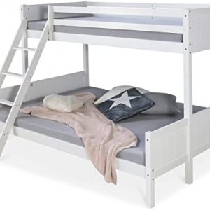 Homestyle4u 1898, Kinderbett Etagenbett 90x200 und 140x200, Hochbett Weiß, Holz Kiefer