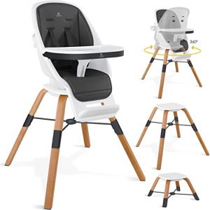 KESSER® 3in1 Toni Hochstuhl Kinderhochstuhl, Babystuhl, Kombihochstuhl Hocker mit Wasserdicht, höhenverstellbar Beine aus Holz, Sicherheitsgurte,...
