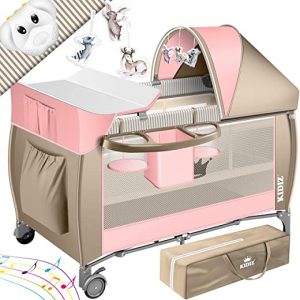 KIDIZ® Babybett 3 in 1 Reisebett Kombi Set Baby Bett mit Wickelauflage Moskitonetz Laufstall Baby ab Geburt bis 15 kg luftige Seitenwände mit...