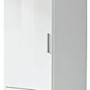 Kleiderschrank Ademaro 1 Tür Hochglanz weiß B 47 cm H 197 cm Kinder Jugend Schlafzimmer Holz Drehtüren Wäscheschrank