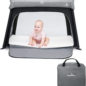 LuckyDove Baby Reisebett Klappbar&Tragbares Babybett,Reisebett mit Matratze und Tragetasche,Einfach Zusammenzubauen und Zu…