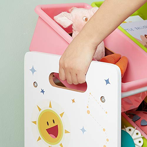 SONGMICS Spielzeugregal, Spielzeug-Organizer, Kinderzimmerregal mit 16 abnehmbaren PP-Kunststoffboxen, für Kinderzimmer, Spielzimmer, Schule, gelb,... – Bild 4
