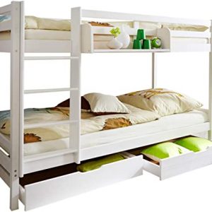 Ticaa Etagenbett Stockbett Rene Kiefer massiv Weiß