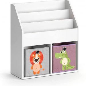 Vicco Kinderregal Bücherregal Aufbewahrungsregal Luigi Spielzeugablage Faltbox (Kinderregal + Faltbox Löwe / Krokodil)
