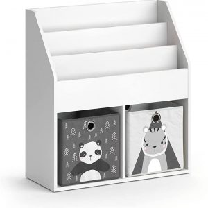 Vicco Kinderregal Bücherregal Aufbewahrungsregal Luigi Spielzeugablage Faltbox (Kinderregal + Faltbox Panda / Tiger)
