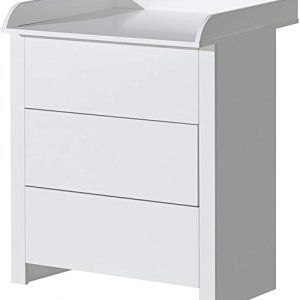 Weiss Kommode, Wickelkommode mit 3 Schubladen | Weiß Wickelauflage 80x75 für Kinderzimmer, Badezimmer | Baby Wickeltisch Organizer |...