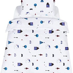 Yoofoss Kinder Bettwäsche 2er Set Baumwolle Baby Kinderbettwäsche Bettdecken Set Bettbezüge Deckenbezug 135x100 cm und Kissenbezug 40x60 cm