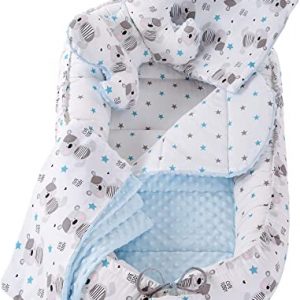5 teilig Babynestchen Set Babynest 90x50 herausnehmbarer Einsatz Bett Kuschelnest Krabbeldecke Medi Partners für Babys Neugeborene 100% Baumwolle...